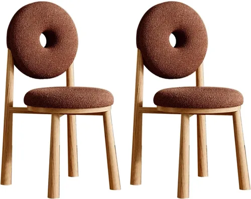 Miniatura 45 de Donut Dining Chairs,Makeup Chair,Kitchen Room Chairs Nordic Back, Dining Room with Metal Legs,Living Room Chair for Home Bedroom Cream Wind Brownish
