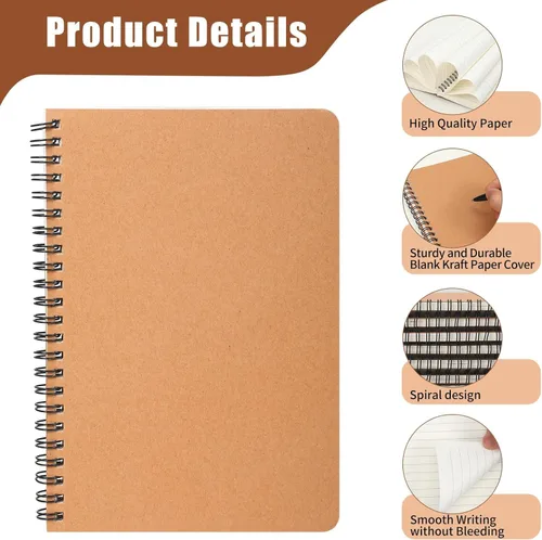 Miniatura 3 de miikoul - 150 paquetes de cuadernos en espiral A5, 8.3"×5.5", 60 hojas/120 páginas, cuadernos de viaje con tapa dura y a rayas para oficina