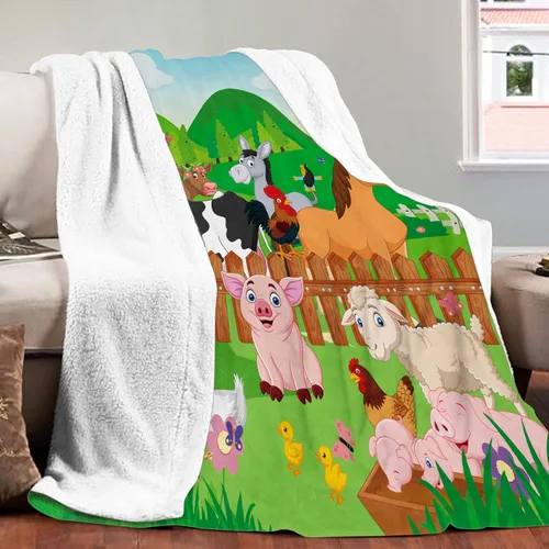 Miniatura 6 de Manta de animales de granja, bonita manta de animales de granja para niños, suave y acogedora manta de franela para perros de granja, cerdo