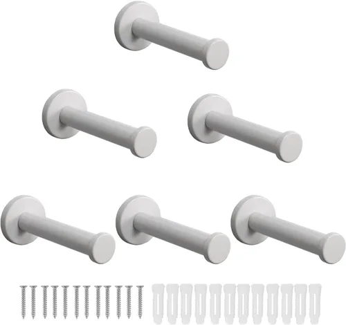 Miniatura 21 de Ganchos para toallas de baño, paquete de 6 ganchos redondos para abrigos, gancho resistente para bata montado en la pared, colgador de ropa Cromo