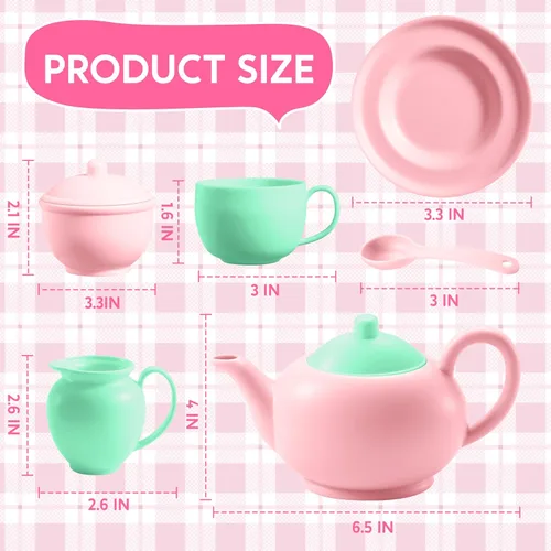 Miniatura 8 de JOYIN Juego de 18 piezas de fiesta de té de simulación, juego de té de plástico, mini cocina para niños, regalos para niños y niñas de 3, 4, 5, 6