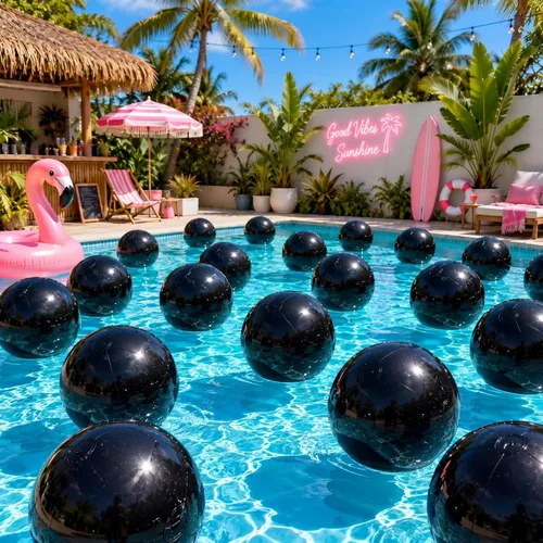 Yinder 24 piezas de bolas inflables negras de 6 pulgadas para Halloween, bola flotante de piscina de Halloween, decoración gótica DIY para fiestas