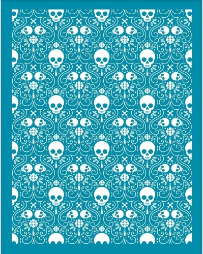 OLYCRAFT Plantillas de arcilla de calavera de 4 x 5 pulgadas, plantilla de pantalla de seda no adhesiva, esqueleto, huesos de calavera, pantalla de