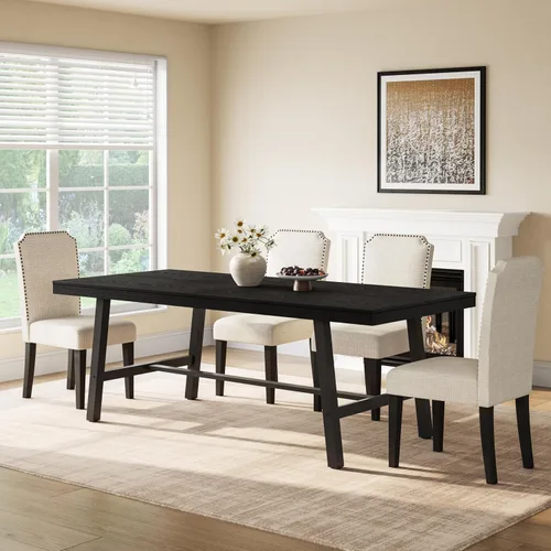 Miniatura 4 de GarveeHome Mesa de comedor industrial para 2-4 personas, mesa de cocina grande de 55.11 pulgadas de largo con marco de metal resistente, encimera