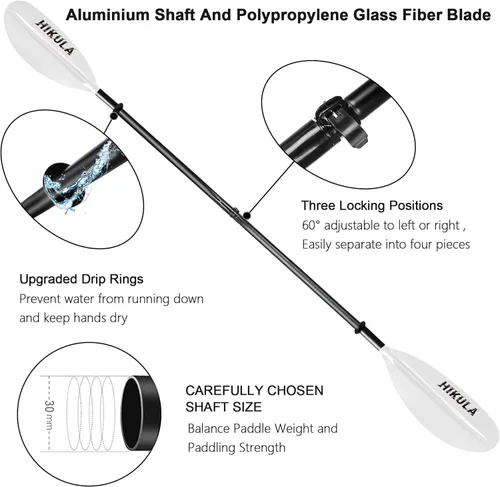 Miniatura 2 de Kayak Paddle 4 Pieces Aluminum Shaft and PP Blade Floating 86.6in/220cm, 90.5inch/230cm Lightweight Oars Gris