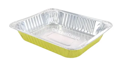 KitchenDance 53900 - Sartenes desechables de papel de aluminio de colores para mesa de vapor, de tamaño medio, bandeja rectangular para hoteles y