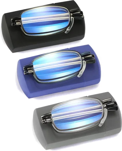 Miniatura 7 de touk Foldable Reading Glasses Anti Blue Light, Soft Nose Pad Spring Hinge Compact Readers Portable Case for Men Women 2 Pack