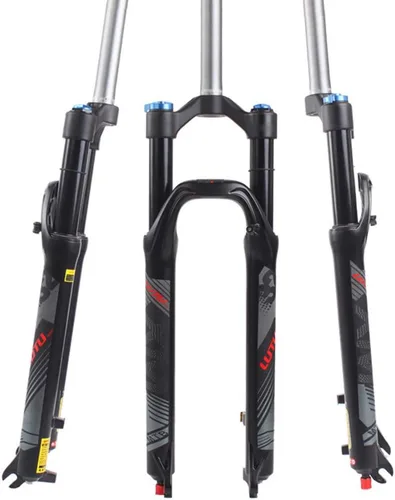 Miniatura 10 de Horquilla de suspensión BUCKLOS para bicicleta de montaña de 26/27.5/29, tubo recto de ajuste de rebote de 1.126 in QR 0.354 in de viaje, bloqueo