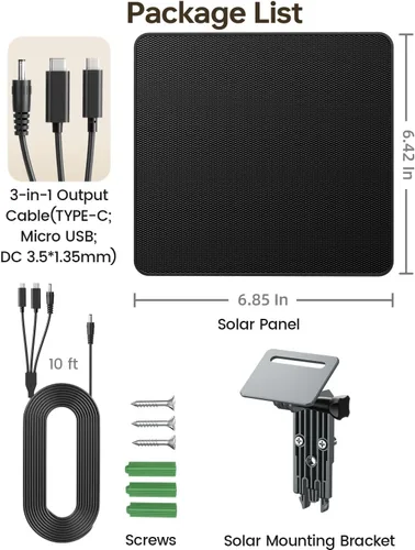 Miniatura 7 de KJK Panel solar de 6 W para cámara de anillo, cargador de panel solar de cámara de rastro con batería de 5000 mAh para cámara de juegos y cámara