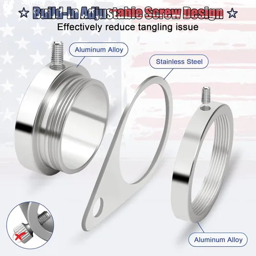 Miniatura 5 de Anillos giratorios de asta de bandera de 1 pulgada, clips giratorios de aleación de aluminio anti-envoltura de 360°, anillos giratorios de montaje