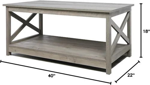 Miniatura 2 de Mesa de centro Rainbow Sophia, mesa de centro moderna de estilo casa de campo con almacenamiento de 2 niveles, 40 pulgadas, roble lavado Washed Oak