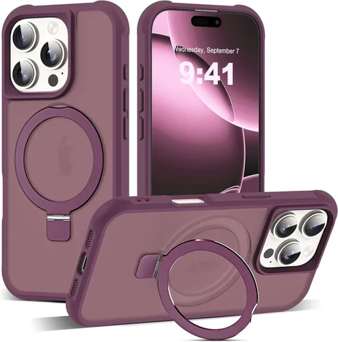 Miniatura 159 de SKYLMW – Funda compatible con iPhone 12 Pro Max y iPhone 13 Pro Max con soporte magnético invisible tipo anillo, fundas translúcidas para teléfonos