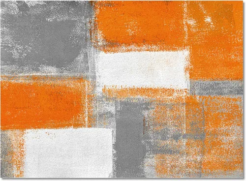 Miniatura 3 de Olivefox Rugs - Alfombra abstracta geométrica con pintura al óleo naranja, antideslizante, a prueba de manchas, para dormitorio, sala de estar