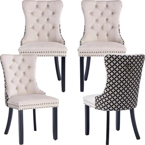 Miniatura 108 de Velvet Dining Chairs Set of 2, Tufted High Chairs with Nailhead Trim, Pull Ring, Black Solid Wood Legs, Elegant Upholstered Accent Chairs for Dining