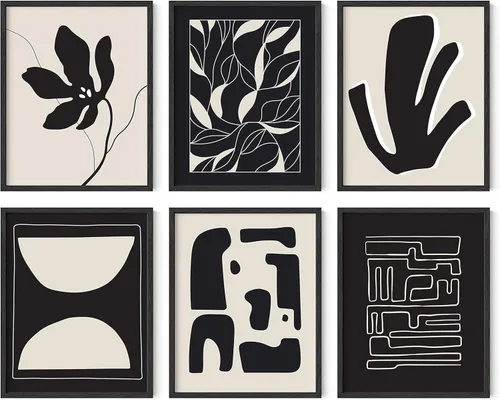 Miniatura 36 de HAUS AND HUES Arte abstracto negro para pared, juego de 6 impresiones artísticas modernas de líneas negras y grises, arte abstracto geométrico Juego