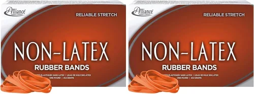 Alliance Rubber 37646#64 Bandas de goma sin látex, caja de 1 libra contiene aproximadamente 380 bandas (3 1/2 x 1/4 pulgadas, naranja), (paquete de