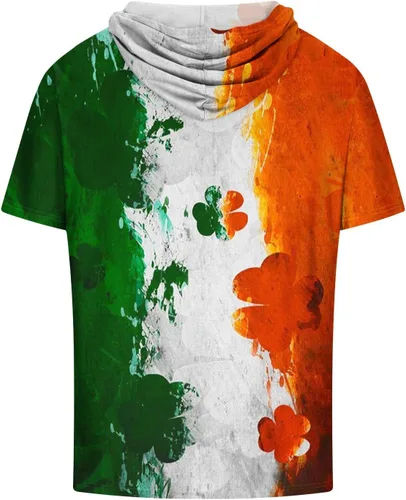 Miniatura 4 de Hoodies for Men T-Shirt Tops St.SaintPatrick's Print Drawstring Blouse Shirts Color Block Short Sleeve Tees Pullover