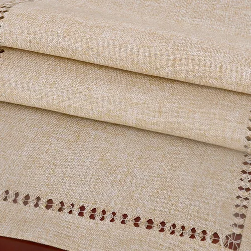 Miniatura 3 de Grelucgo - Camino de mesa o bufanda para aparador con dobladillo hecho a mano, color beige, rectangular de 14 por 36 pulgadas
