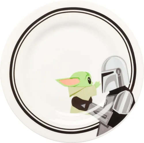 Miniatura 5 de Silver Buffalo Star Wars The Mandalorian and The Child Baby Yoda Grogu - Juego de 4 platos de cerámica con borde de 8 pulgadas El mandaloriano