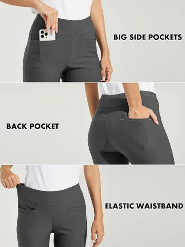 Miniatura 3 de Willit Pantalones de golf para mujer, elásticos, casuales, de secado rápido, pantalones de senderismo con control de abdomen
