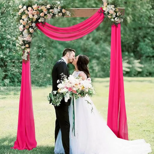 Miniatura 17 de AMZLOKAE Cortinas de arco de boda burdeos 2 paneles de tela de gasa de 18 pies 6 yardas de decoración elegante de gasa Perfecto para ceremonia