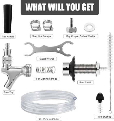 Miniatura 2 de Kit de grifo de vástago de cerveza de barril de cerveza de 3 pulgadas, vástago de grifo de cerveza de cierre automático, llave de piezas