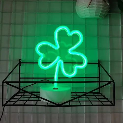 Miniatura 3 de JYWJ Letreros de neón con base de soporte, luz de neón alimentada por USB o 3 pilas AA, decoración LED de pared de escritorio, varias fiestas
