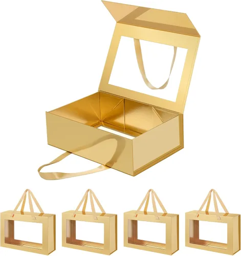 Miniatura 47 de Caja de regalo negra con ventana, caja de regalo magnética transparente para regalo, caja de propuesta de padrino de boda (10.5 x 7.5 x 3 pulgadas)