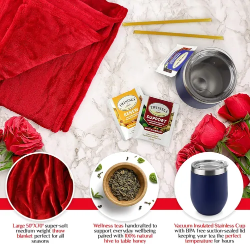 Miniatura 2 de Caja de regalo “Get Well” (“Mejórate pronto”), incluye manta de lujo, té, sopa de pollo y libro con juegos de palabras, regalos para mujeres