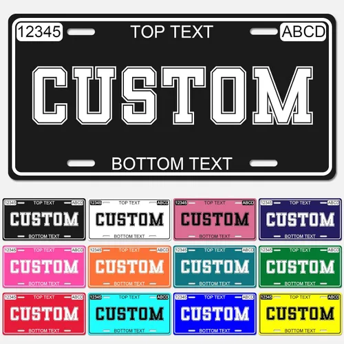 Placa de matrícula personalizada - Placas de matrícula personalizadas de metal con diseños decorativos impresos en UV para la parte delantera del