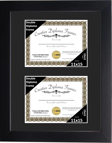 Miniatura 39 de Creative Picture Frames Marco de diploma doble clásico negro de 6 x 8 pulgadas con vidrio negro y colgador de pared instalado