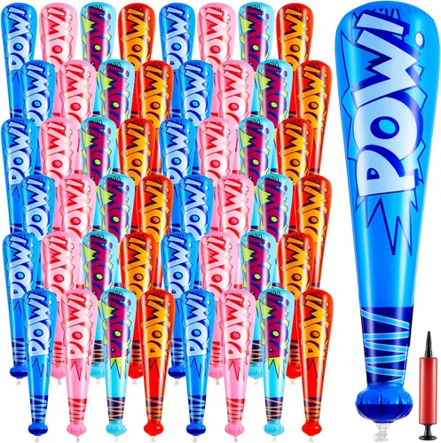 Miniatura 11 de WILLBOND 18 bates inflables de béisbol de 17 pulgadas a granel, regalos de fiesta de béisbol, premios de carnaval, inflable, juguete inflable con 1