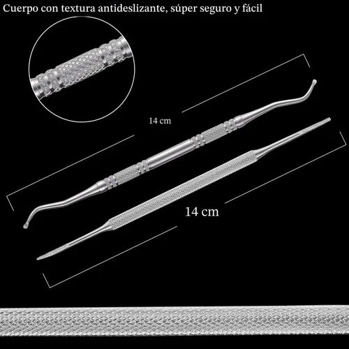 Miniatura 2 de YINYIN, 2 limas de uñas encarnadas y levantador con estuche de almacenamiento, herramienta de uñas encarnadas de acero inoxidable 100%, herramienta