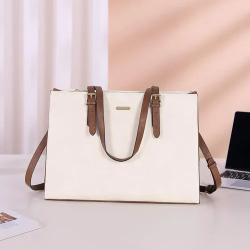 Miniatura 2 de CLUCI Bolsa de cuero para laptop de 15.6 pulgadas, maletín para mujer, bolso de hombro grande para oficina, escuela, viajes