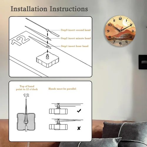 Miniatura 3 de Reloj de pared, 10 pulgadas, silencioso, sin tictac, decoración de cocina para el hogar, funciona con pilas, para baño, dormitorio, sala de estar