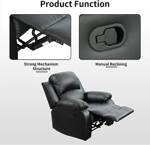 Miniatura 5 de Juego de sofá seccional reclinable manual, juegos de muebles de sala de estar de cuero regenerado en forma de L, sofá de esquina seccional