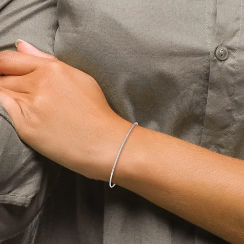 Miniatura 2 de IceCarats Pulsera de oro blanco sólido de 14 quilates de 0.059 in, Oro blanco, No es una piedra preciosa