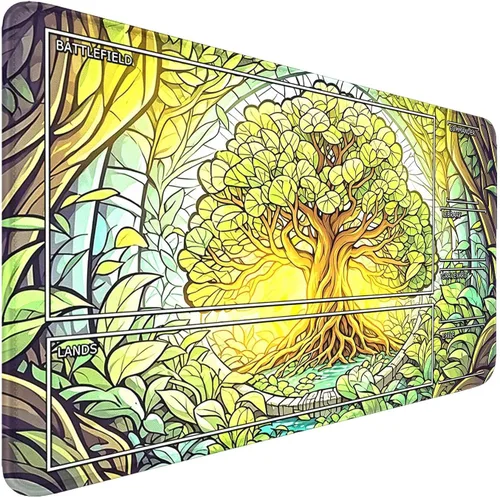 Miniatura 17 de MTG - Tapete de juego con zonas, bordes cosidos, tapete MTG para TCG de 24 x 14 pulgadas, tapete de juego entintado con bolsa de almacenamiento