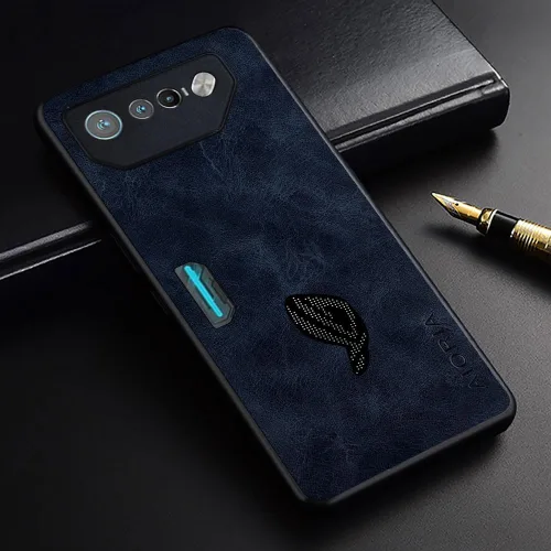 Miniatura 2 de AIORIA Funda de cuero premium para Asus ROG Phone 7, diseño retro, funda protectora completa para Asus ROG Phone 7 5G (azul oscuro)