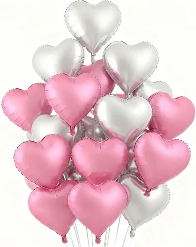Miniatura 12 de 100 globos en forma de corazón de 5 pulgadas, globos de aluminio de Mylar de papel de aluminio para decoración de mujeres y niñas, día de San