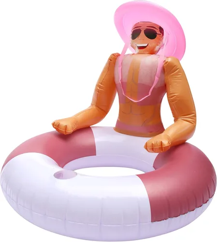 NPW Drinking Buddies Hunky Chad - Anillo inflable para piscina, salvavidas para fiestas de verano en la piscina y despedida de soltera