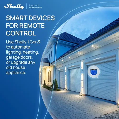 Miniatura 3 de Shelly 1 Gen3, interruptor de relé inteligente WiFi con contactos secos, 1 canal 16A, compatible con Alexa, Home Assistant, SmartThings y Google