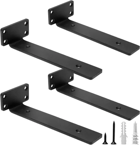 HITOMEN Soportes de estante flotantes resistentes, accesorios de estantes ocultos de 8 pulgadas (1/5 pulgadas de grosor), soportes de hierro L,
