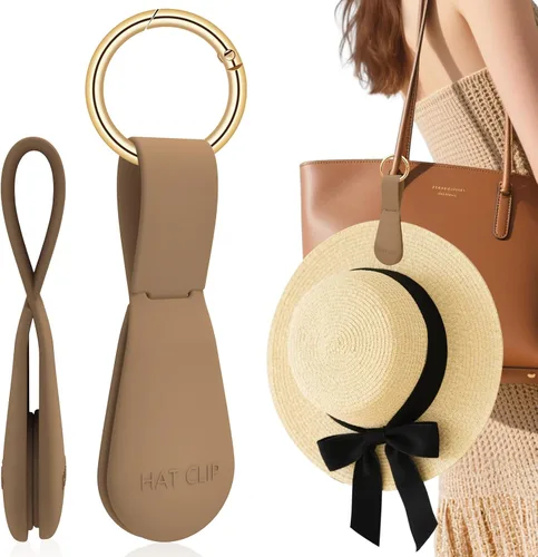 Miniatura 45 de Clip magnético para sombrero para viajes, 2 soportes de silicona color caqui claro para bolsos, bolsos, equipaje y sombreros de playa, clip