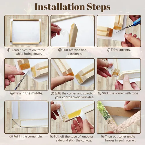 Miniatura 5 de Marco de lienzo, barras de ensanchamiento de 8 x 8 pulgadas, kits de madera con accesorios para pintura al óleo y arte de pared