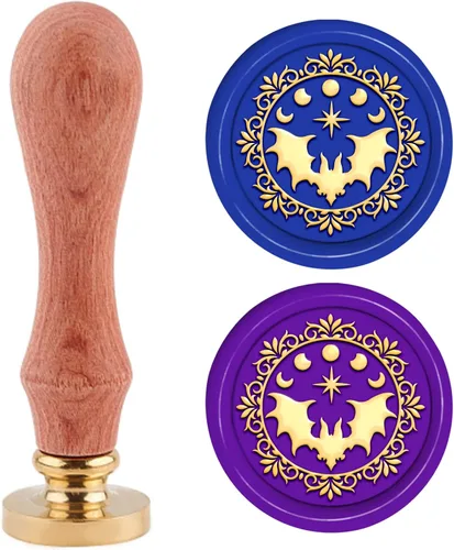 PH PandaHall Kit de sellos de cera de murciélago, 1.181 in, sello de cera de Halloween, sello de cera de luna y estrella, sello de cabeza de latón