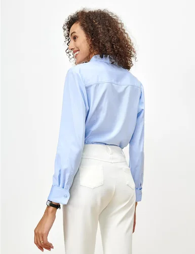 Miniatura 5 de Tapata Blusa de manga larga para mujer, con botones, de manga larga, color liso, para oficina, trabajo, tops casuales