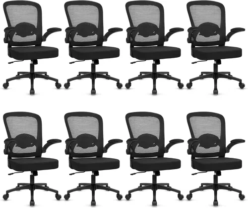 Miniatura 11 de KLASIKA Sillas de escritorio con ruedas, silla de oficina ergonómica de malla, altura ajustable y soporte lumbar giratorio, silla de oficina en casa