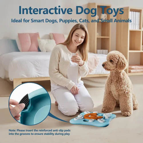 Miniatura 5 de FOXMM Juguetes interactivos de rompecabezas de golosinas para perros para entrenamiento de QI y estimulación mental, divertido alimentador lento