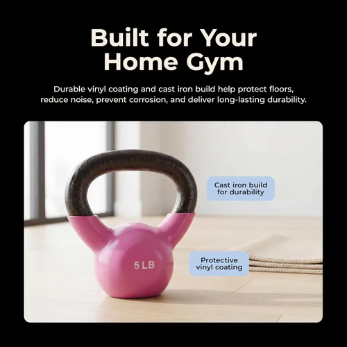 Miniatura 4 de Pesa rusa con revestimiento de vinilo Sunny Health & Fitness para entrenamiento de fuerza y ejercicio de balanceo - En 5, 10, 15, 20, 25 libras